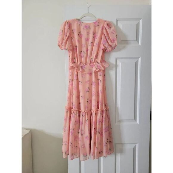 LoveShackFancy X Target Fleur Floral Pink Melon Midi Dress 4 NWT - Picture 9 of 9